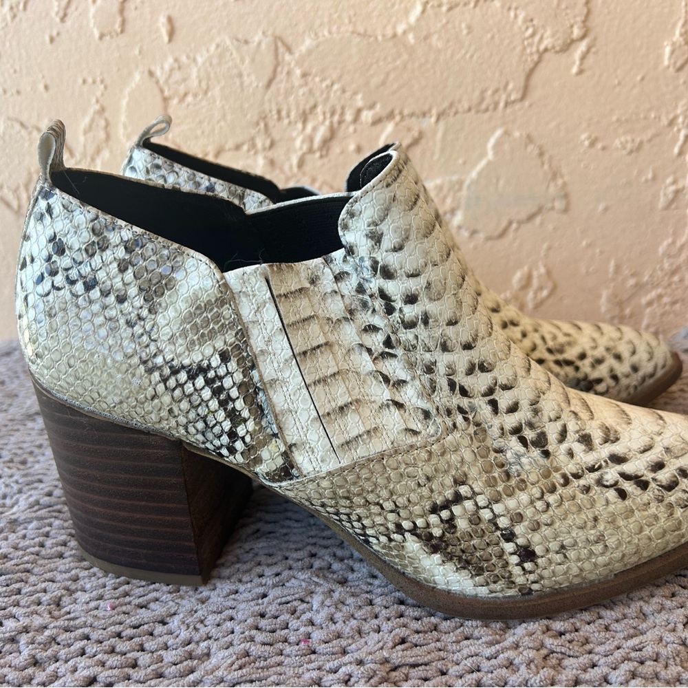 Snake skin heeled booties